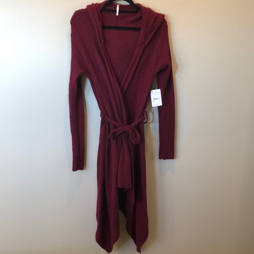 NWT Free People Burgundy Sweater Coat Size L